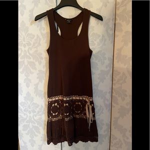 Brown Moda international dress with crochet bottom